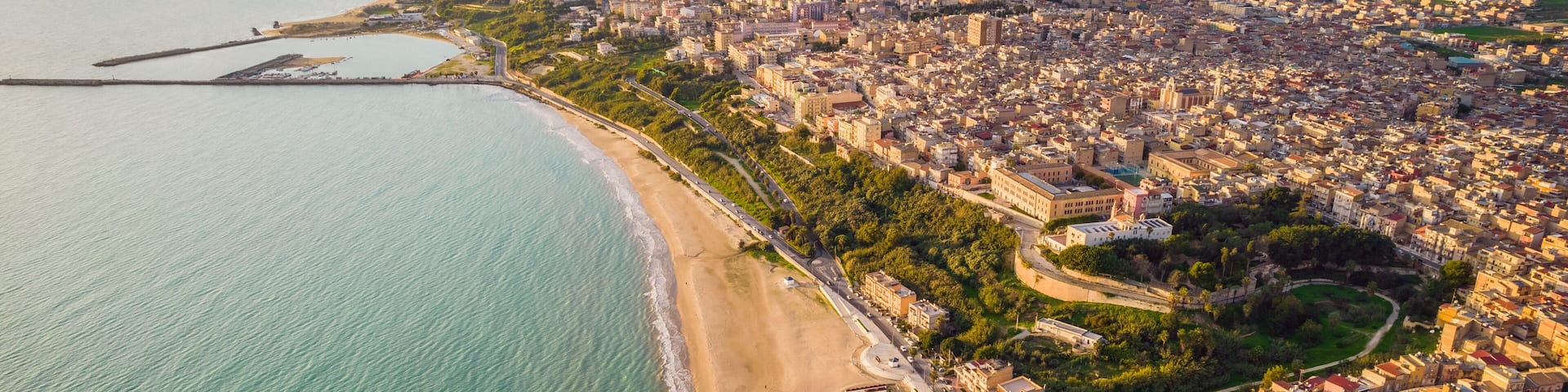 Aerial View of Gela City, Caltanissetta, Sicily, Italy, Europe