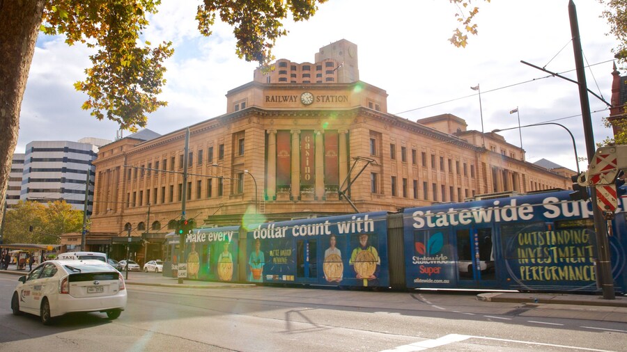 Adelaide Casino showing heritage architecture and a sunset