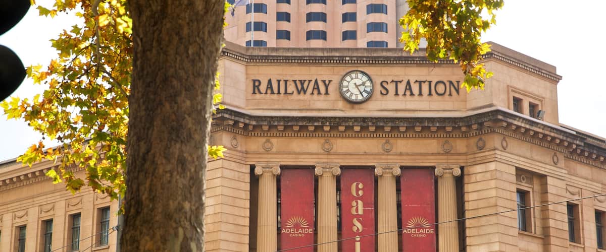 Adelaide Casino which includes signage and heritage architecture