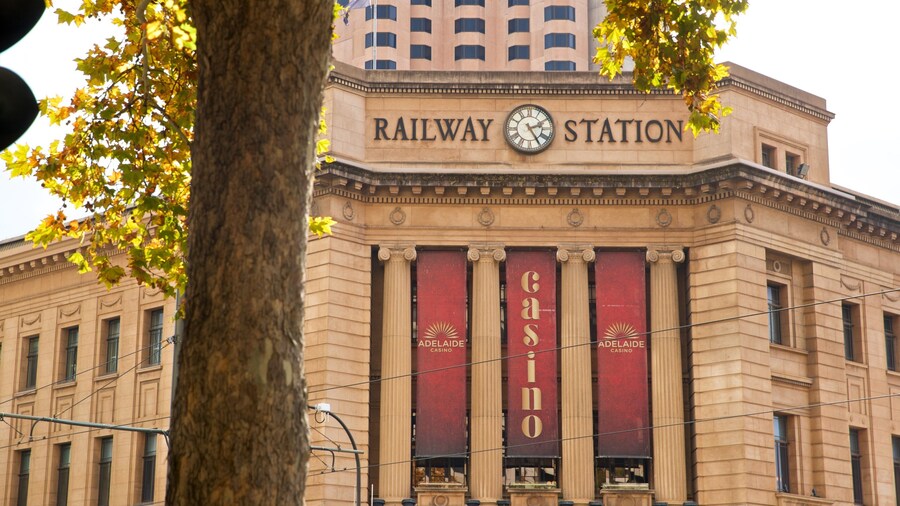 Adelaide Casino which includes signage and heritage architecture