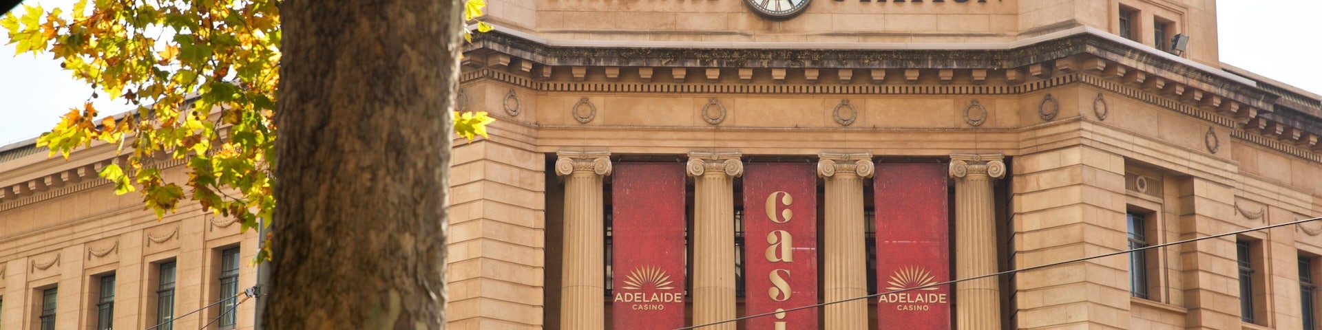 Adelaide Casino which includes signage and heritage architecture