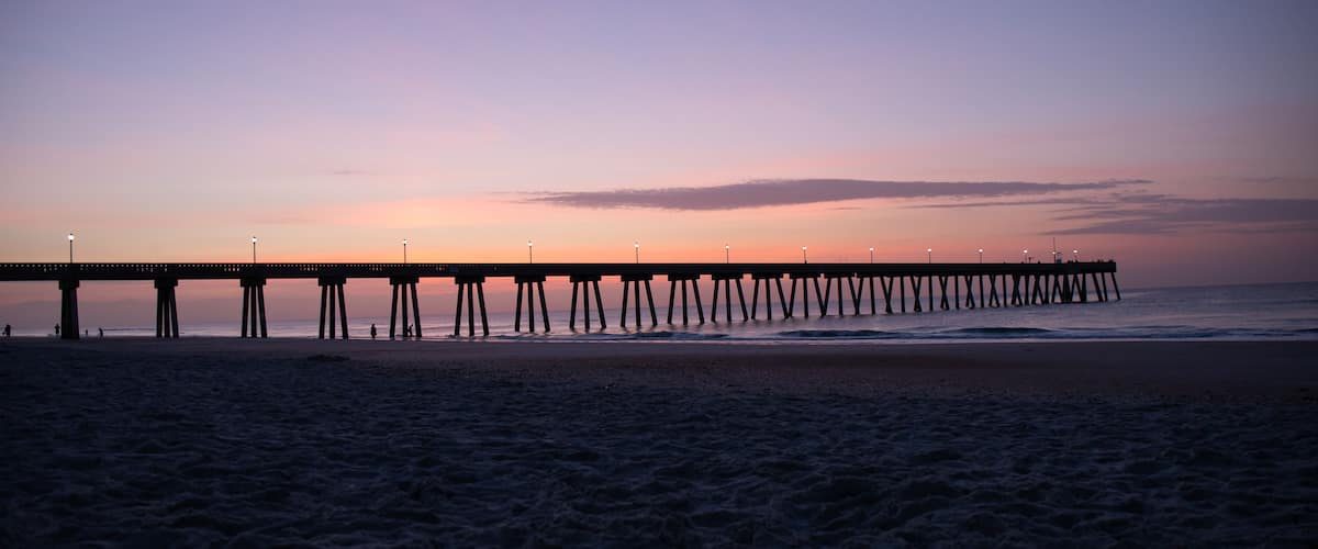 Silhoutted Ocean Pier at Sunrise