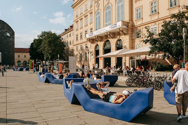 MuseumsQuartier featuring street scenes