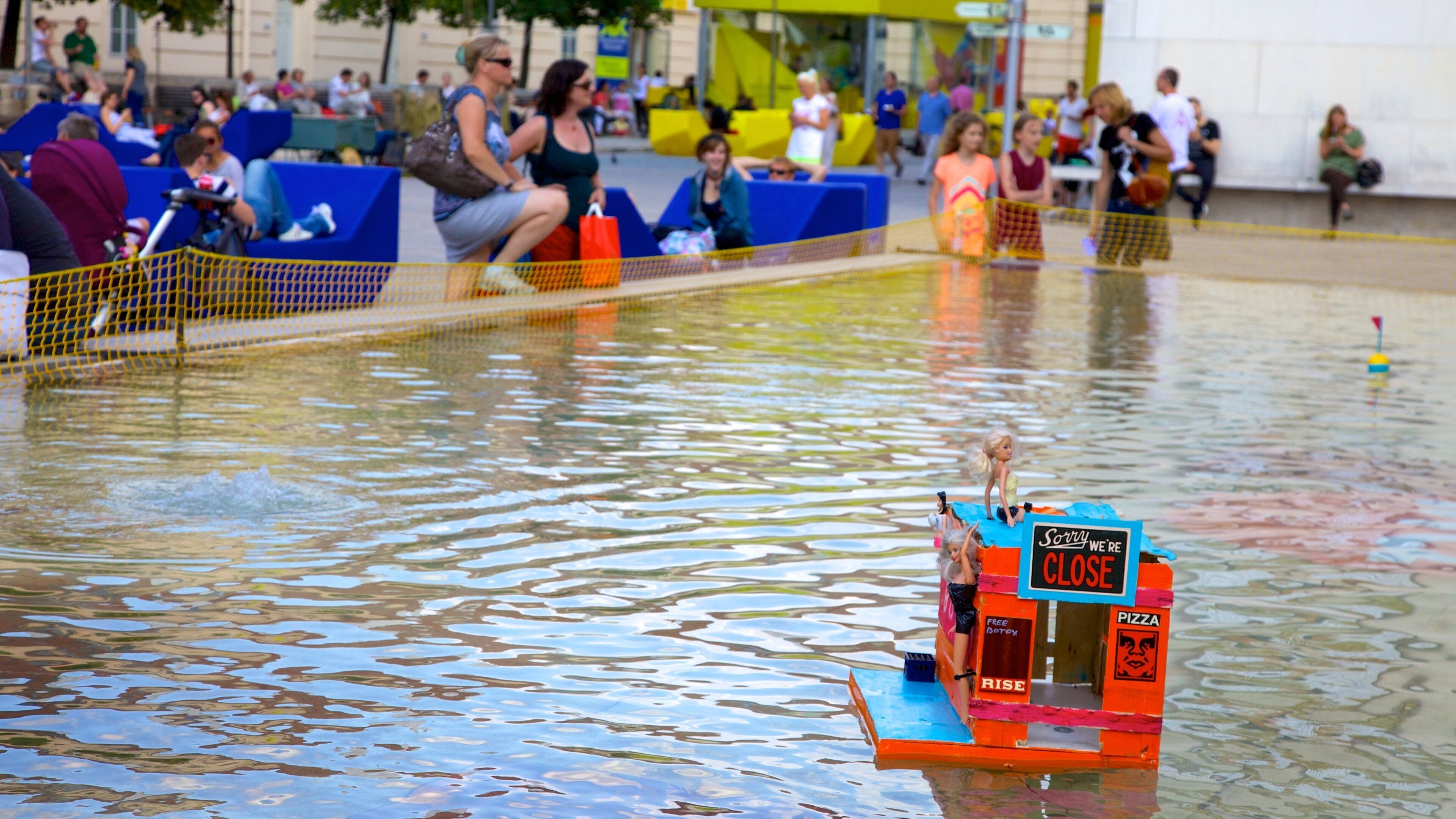 MuseumsQuartier which includes a pond