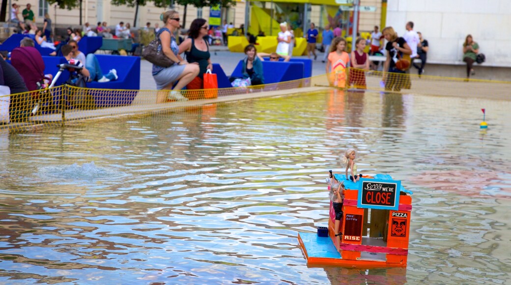 MuseumsQuartier which includes a pond