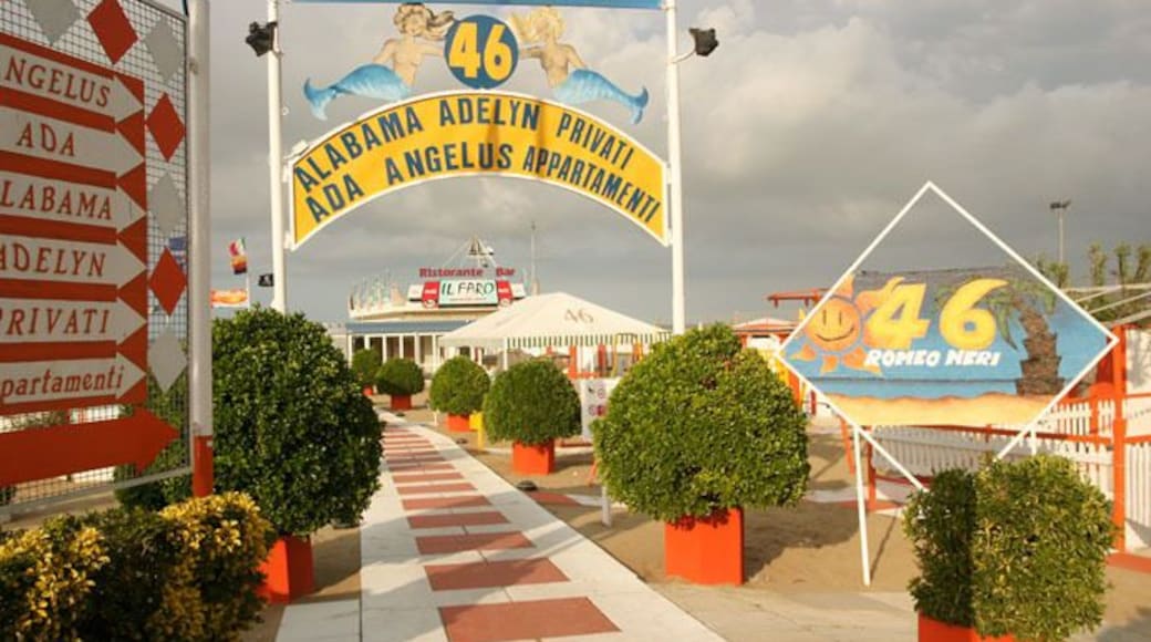 Number 46 Rimini beach in Northern Italy Beach furniture package holiday kids playground childrens playgroung boardwalk