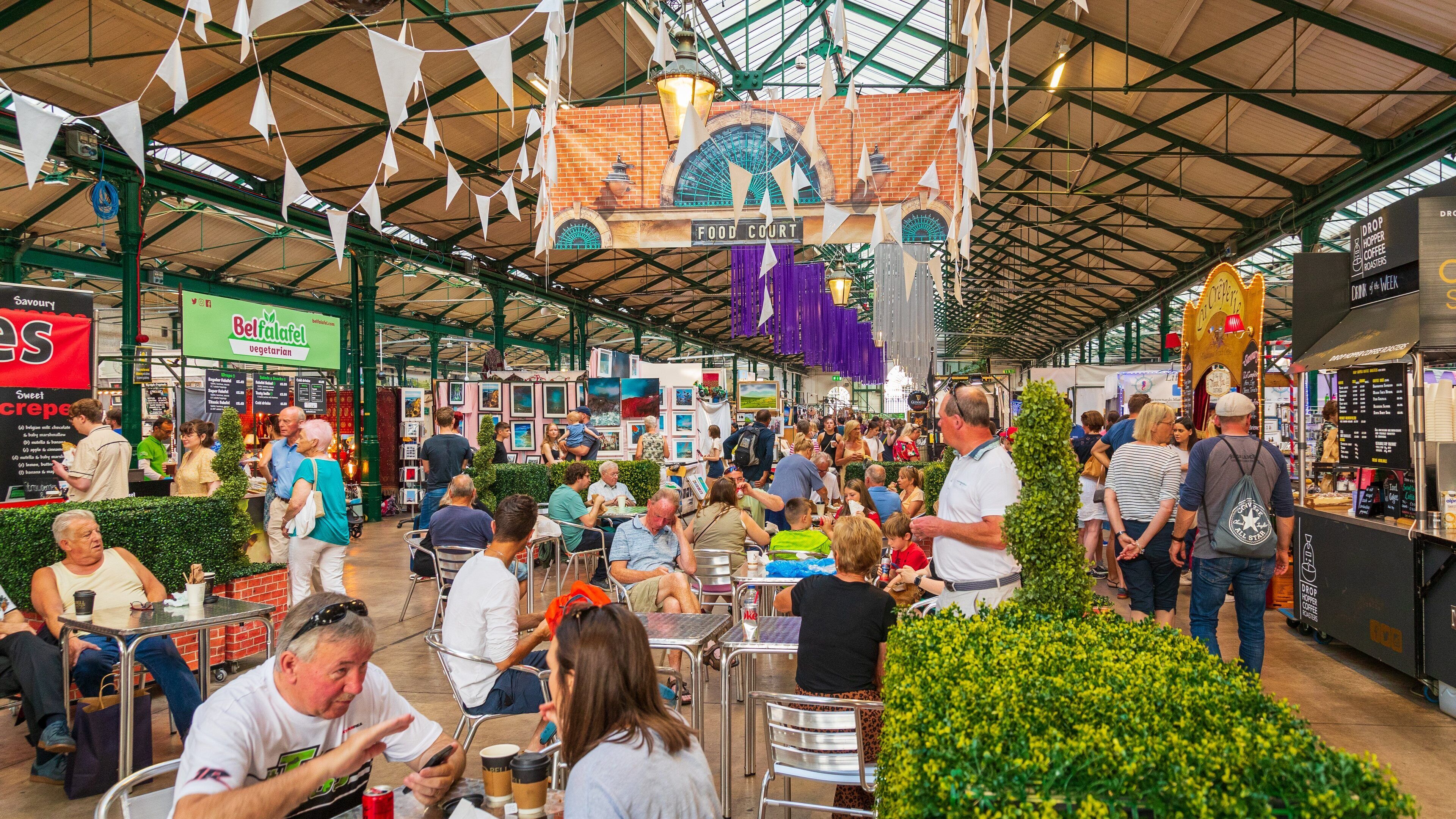 Belfast City Centre which includes markets and interior views