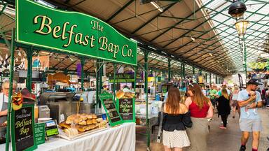 Belfast City Centre showing markets, street scenes and signage