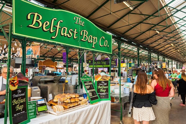Belfast City Centre showing markets, street scenes and signage