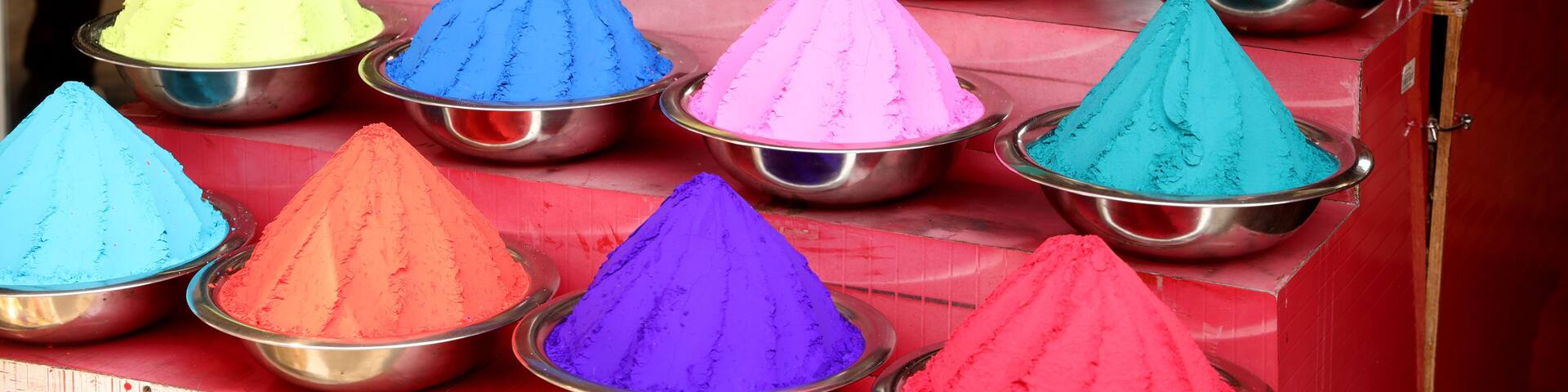 A stall with attractive colored powders at Mattancherry Fort Kochi,Kerala