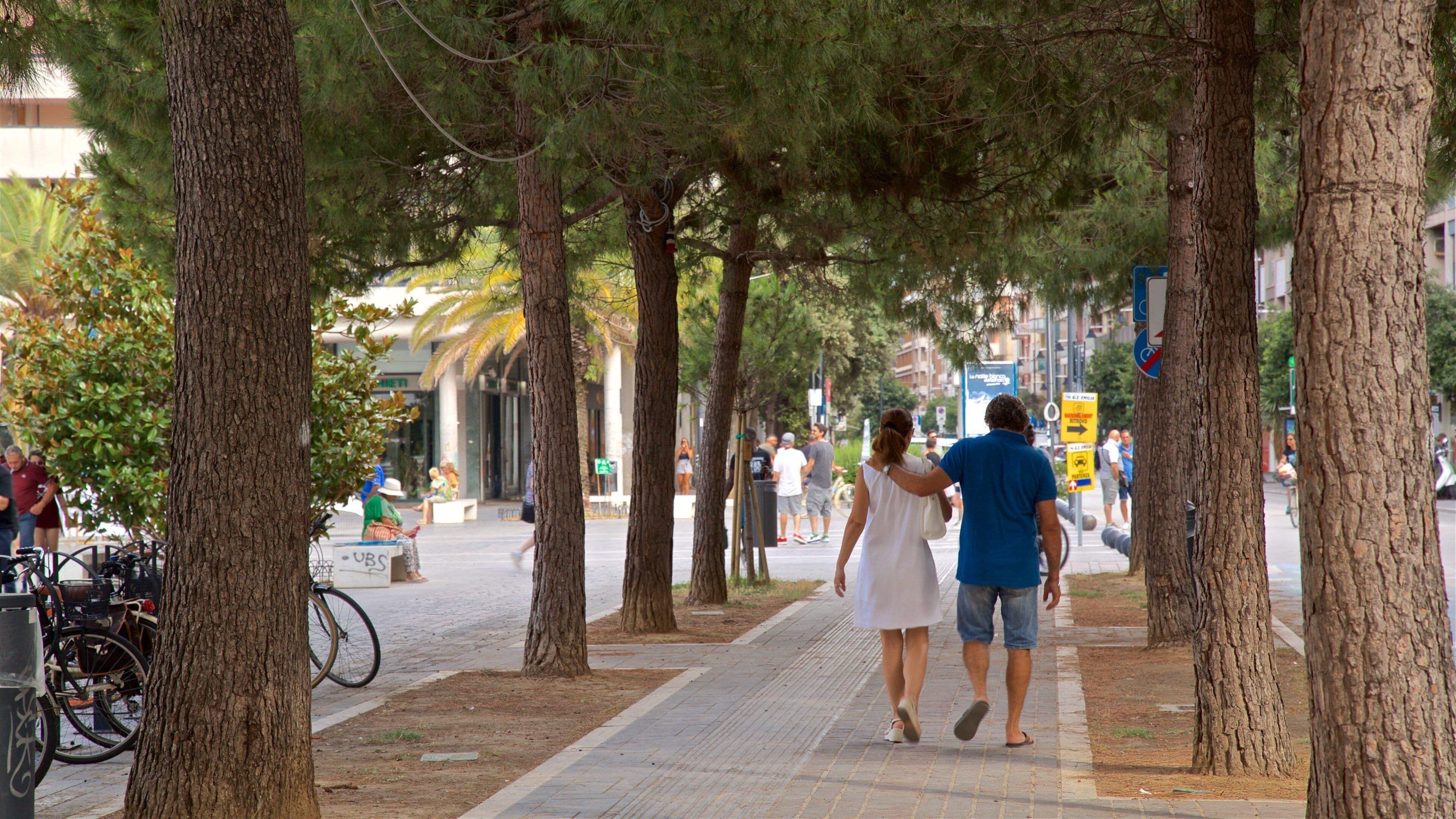 Piazza della Rinascita showing a garden as well as a couple