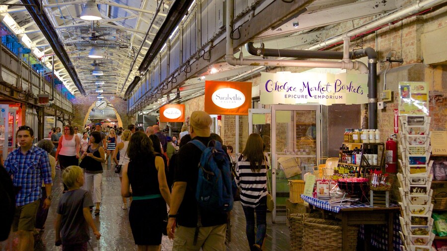 Trung tâm thương mại Chelsea Market cho thấy chợ, mua sắm và cảnh nội thất
