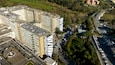 Aerial view of the Gemelli University Hospital located in Rome, Italy. It is a large general hospital and serves as the teaching hospital for the medical school of the Cattolica University.