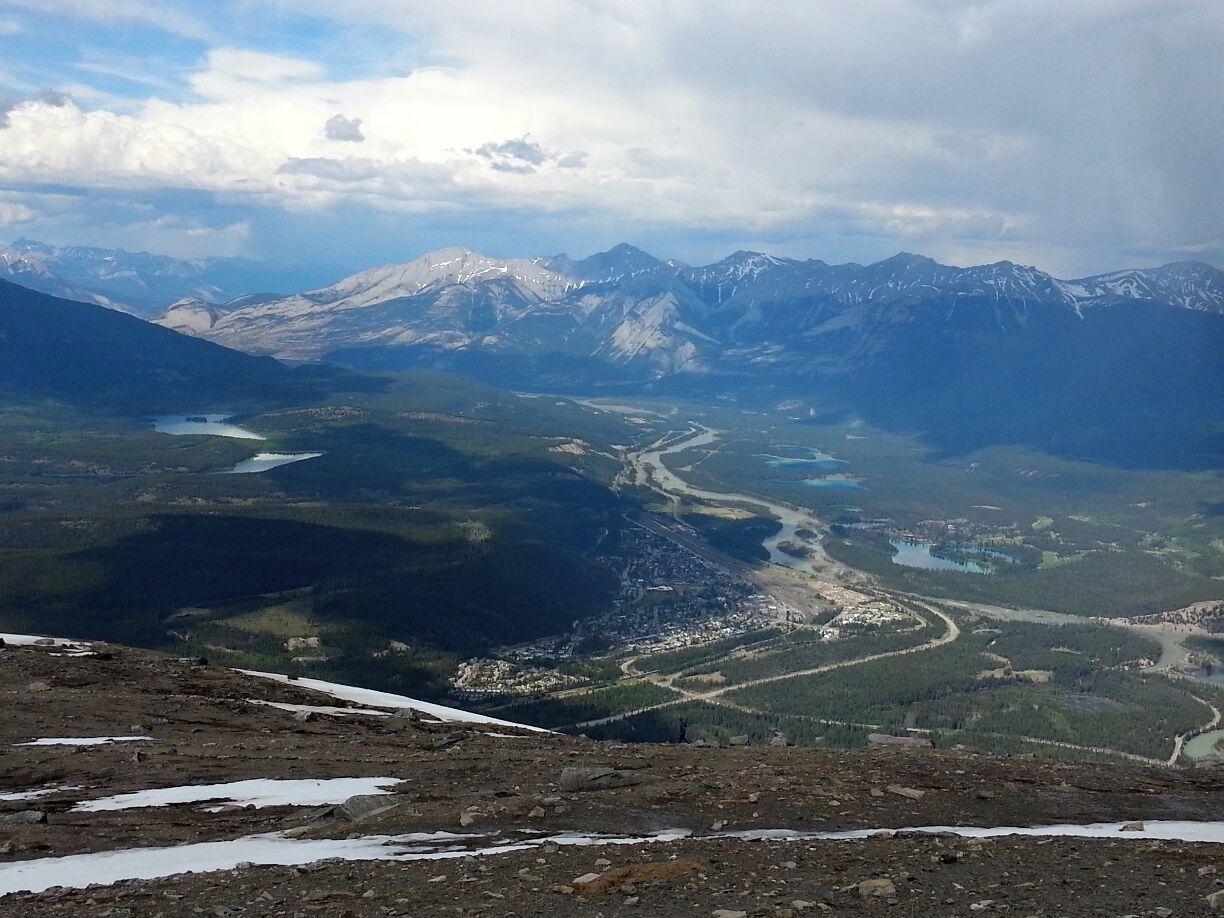 View from the top of the Tramway on Whistler's Mountain. You can hike to the summit of the mountain from the top of the Tramway for amazing views over Jasper.