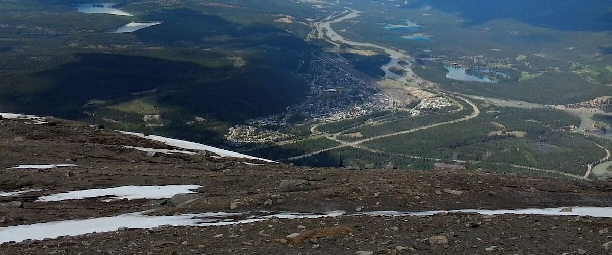 View from the top of the Tramway on Whistler's Mountain. You can hike to the summit of the mountain from the top of the Tramway for amazing views over Jasper.