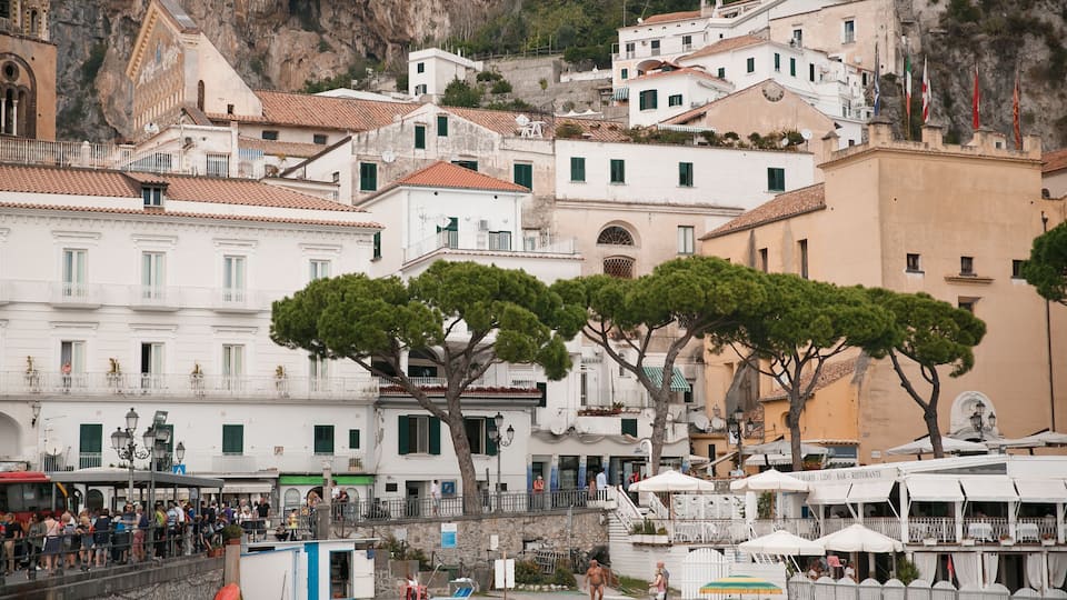 Tourists on the beach, Amalfi, Province Of Salerno, Gulf Of Salerno, Tyrrhenian Sea, Campania, Italy; Shutterstock ID 1219975762; Purchase Order: -