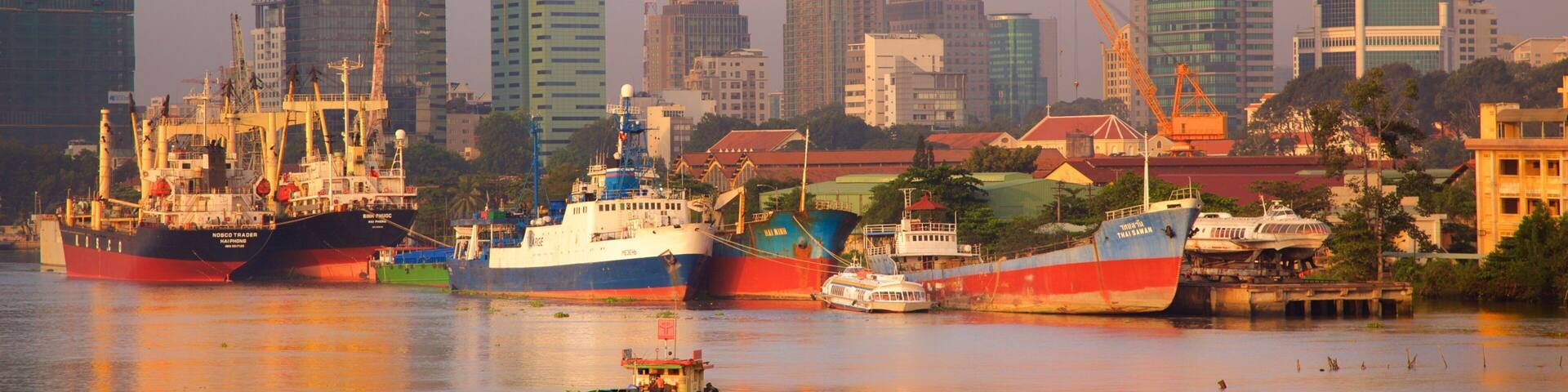 Saigon River which includes a river or creek, a city and boating