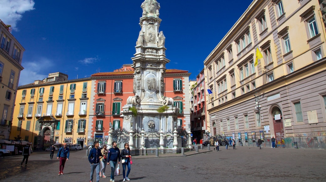 Church of Gesu Nuovo which includes street scenes and a monument