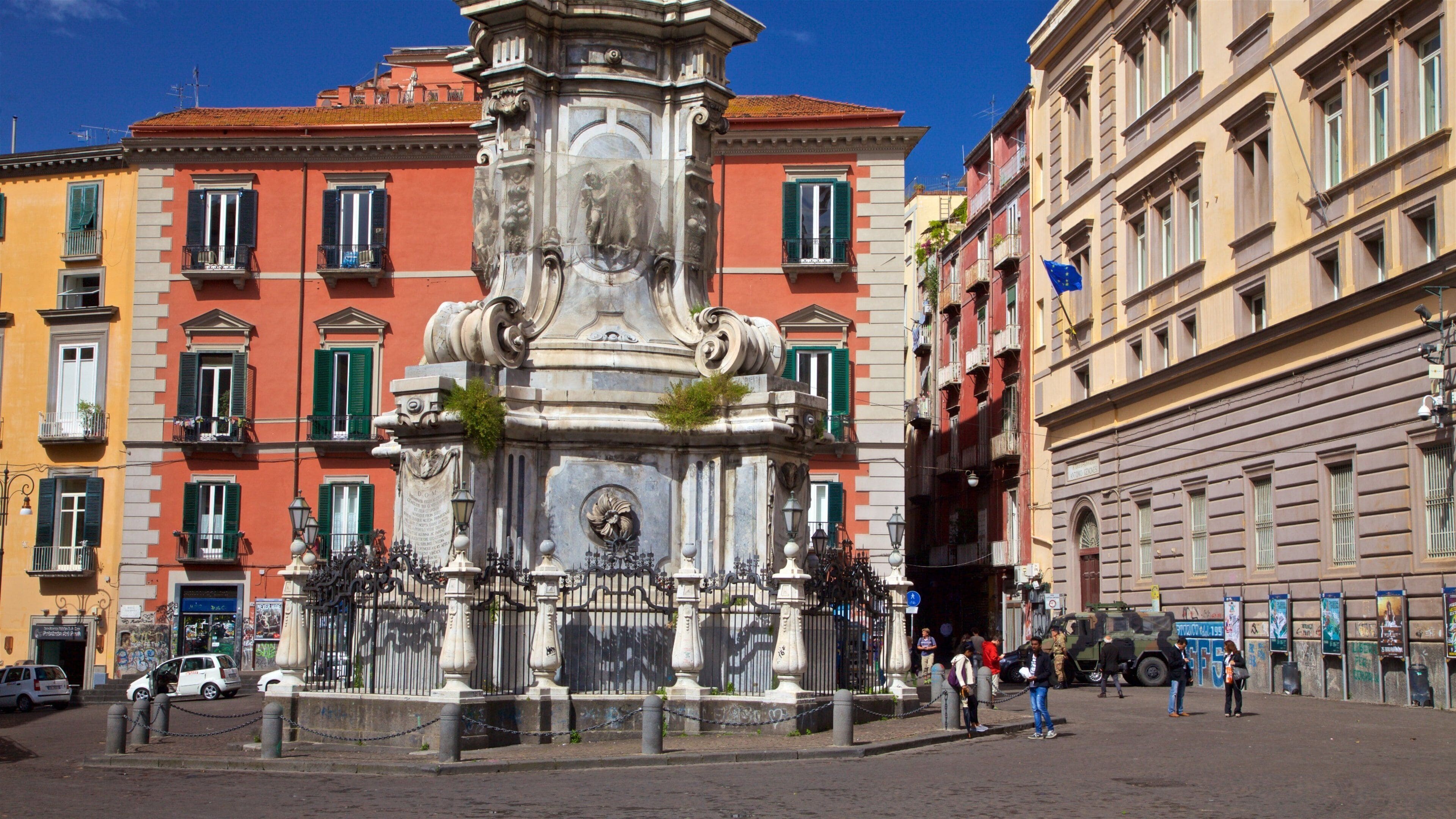 Church of Gesu Nuovo showing a fountain and heritage elements