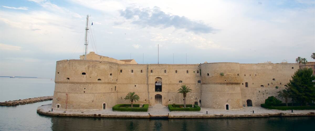 Aragonese Castle showing a castle, heritage elements and general coastal views