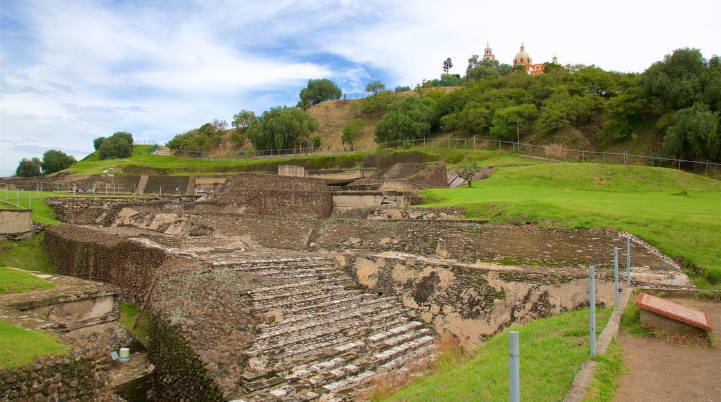 Great Pyramid of Cholula showing heritage elements and building ruins