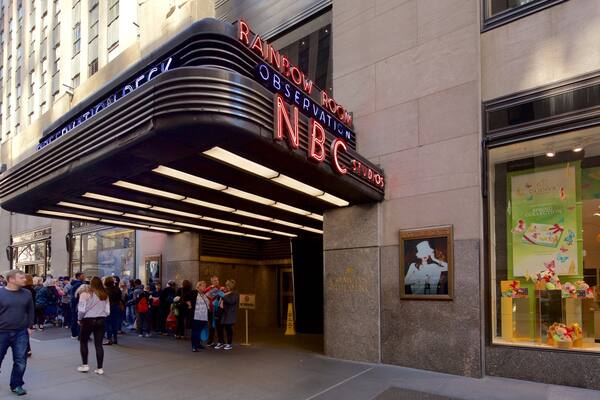 NBC Studios featuring street scenes, a city and signage