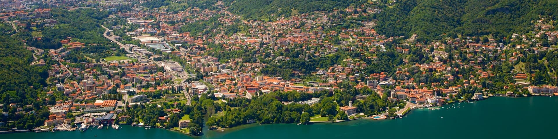 Como-Brunate Funicular featuring a city, a coastal town and mountains