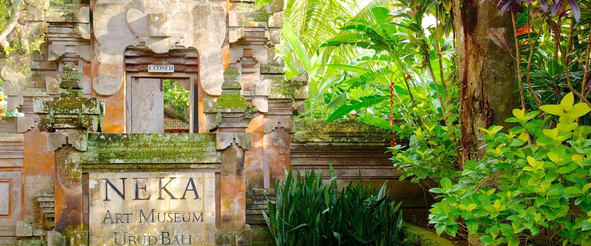 Neka kunstmuseum som inkluderer hage og skilt