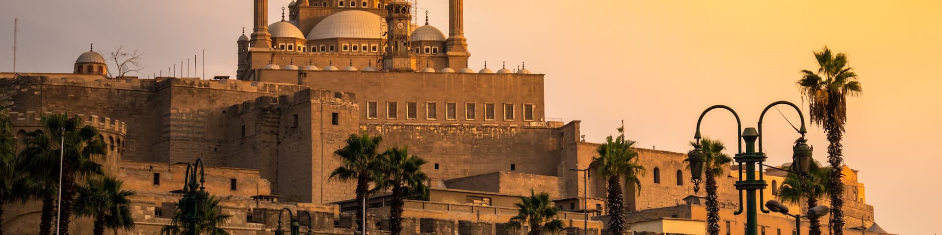 The Mosque of Muhammad Ali in Cairo Egypt at sunset