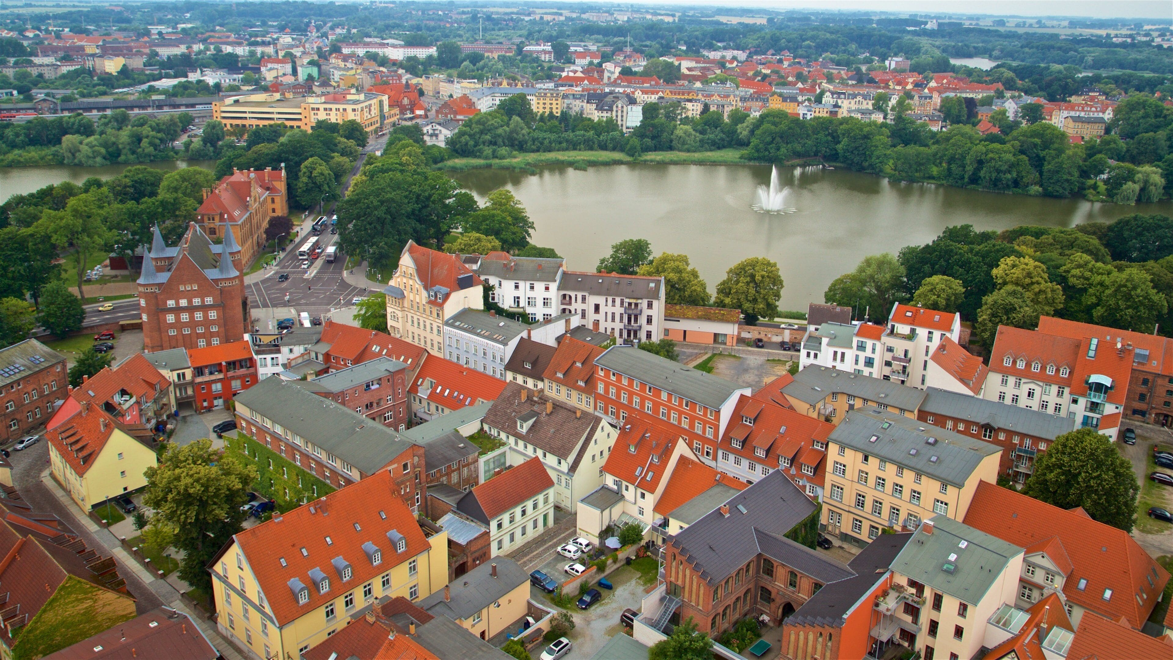 St. Mary\'s Church Stralsund which includes a city, heritage elements and a lake or waterhole