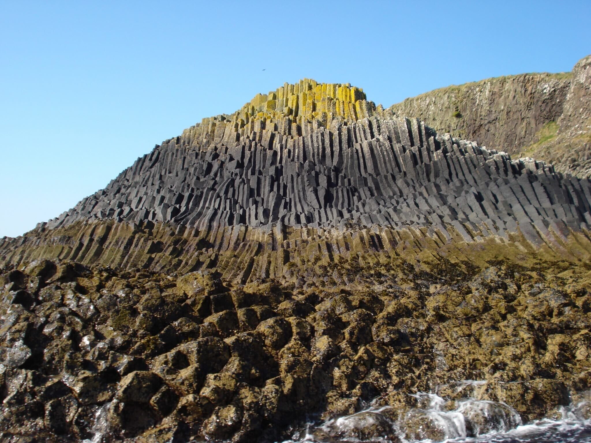 Impressive basalt towers as you disembark.