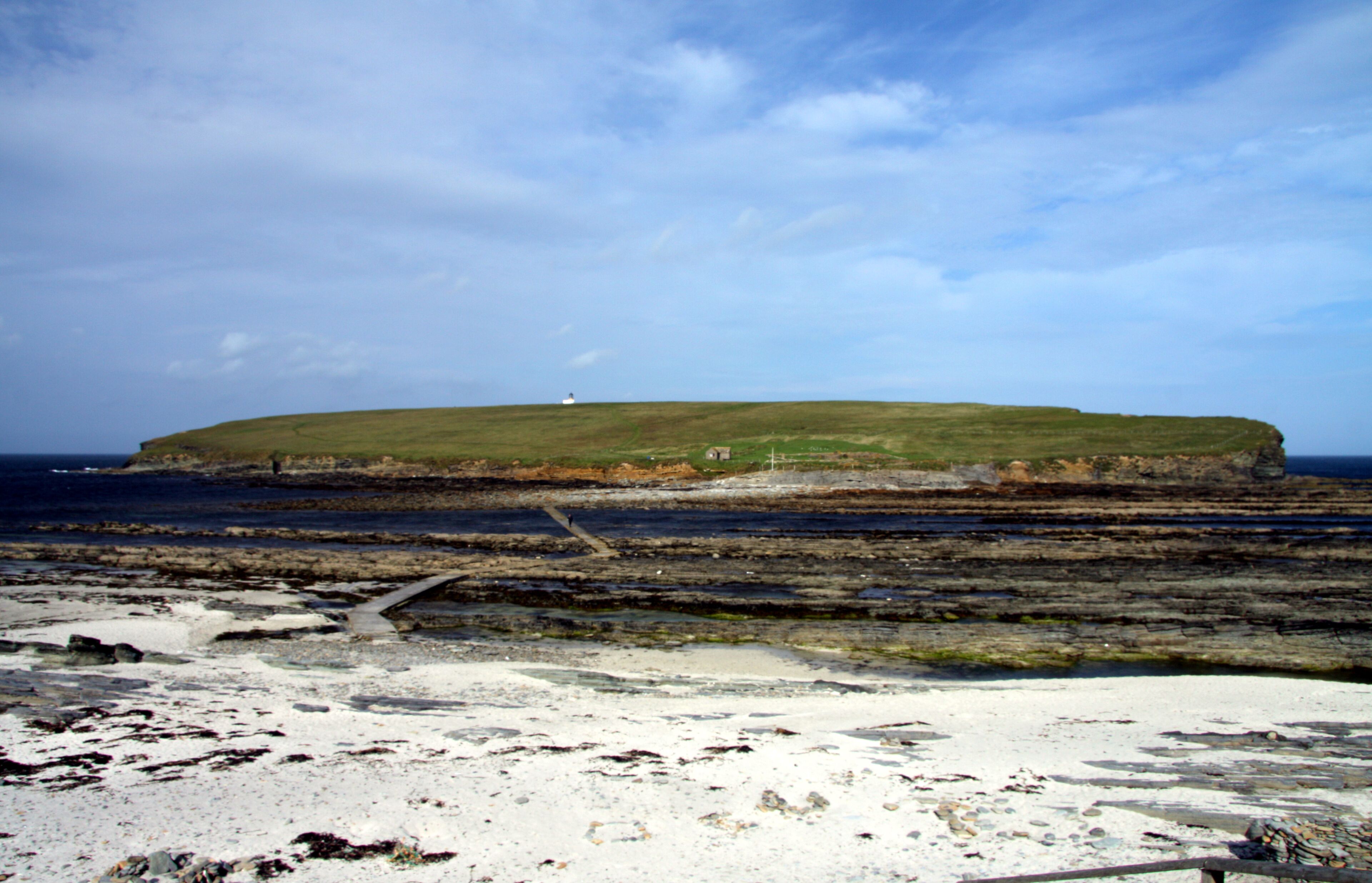 Concrete foothpath to the Isle of Brough of Birsay, Orkney, Scotland