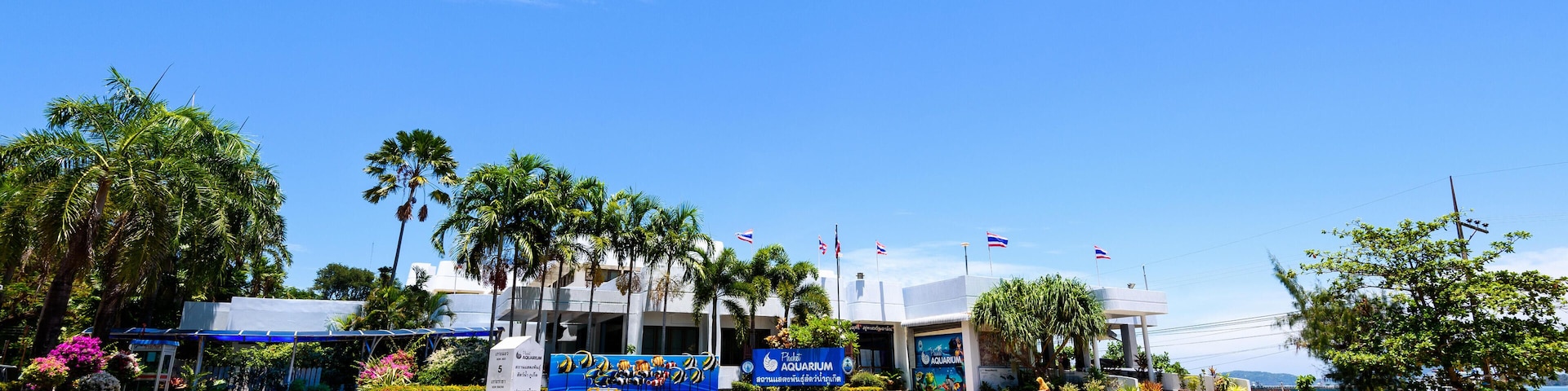 PHUKET, THAILAND - APRIL 29 2015: Front exterior building of Phuket Aquarium and tourists who come to visit, is part of the inte