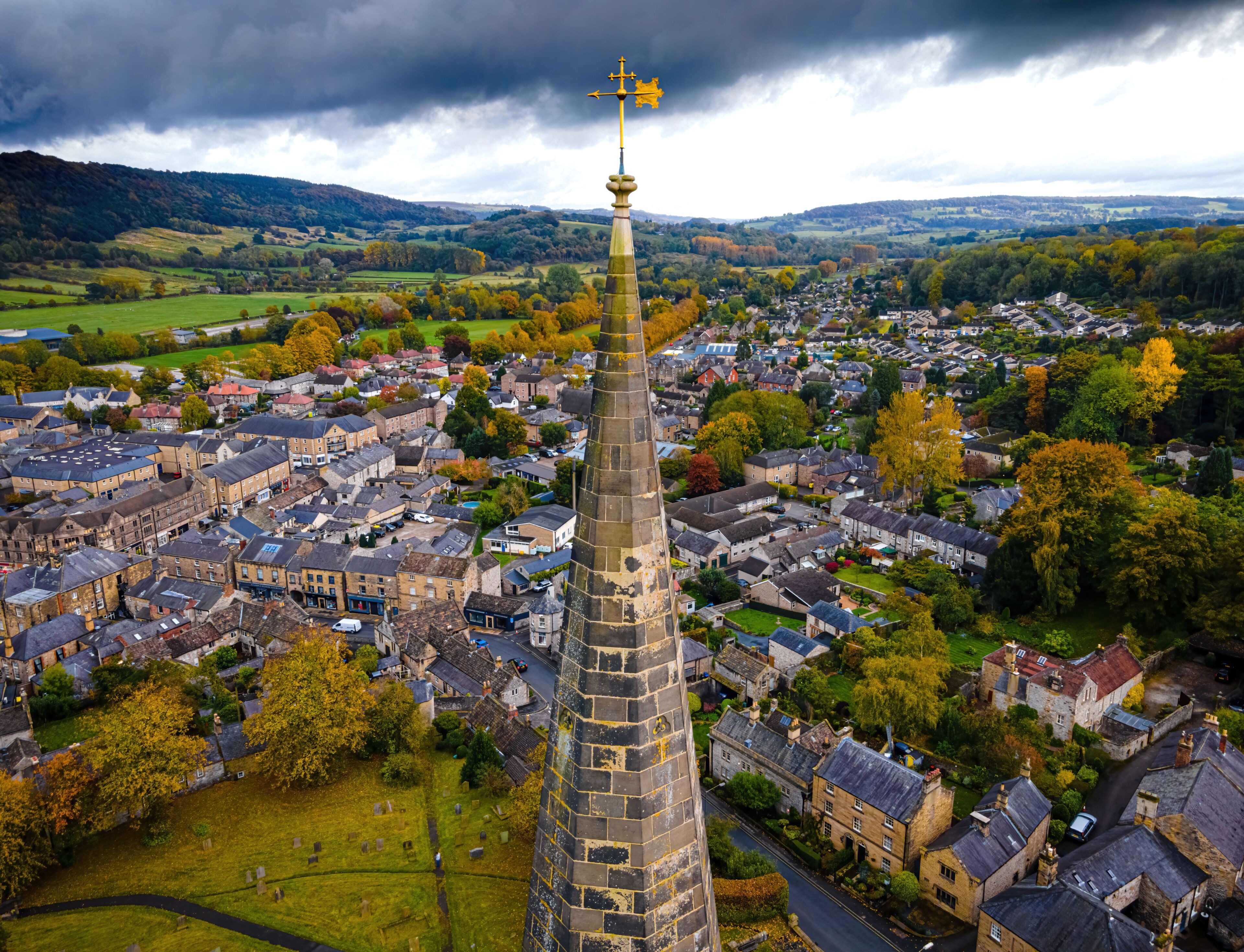All Saints Church in Bakewell, a small market town and civil parish in the Derbyshire Dales district of Derbyshire,  lying on the River Wye, England