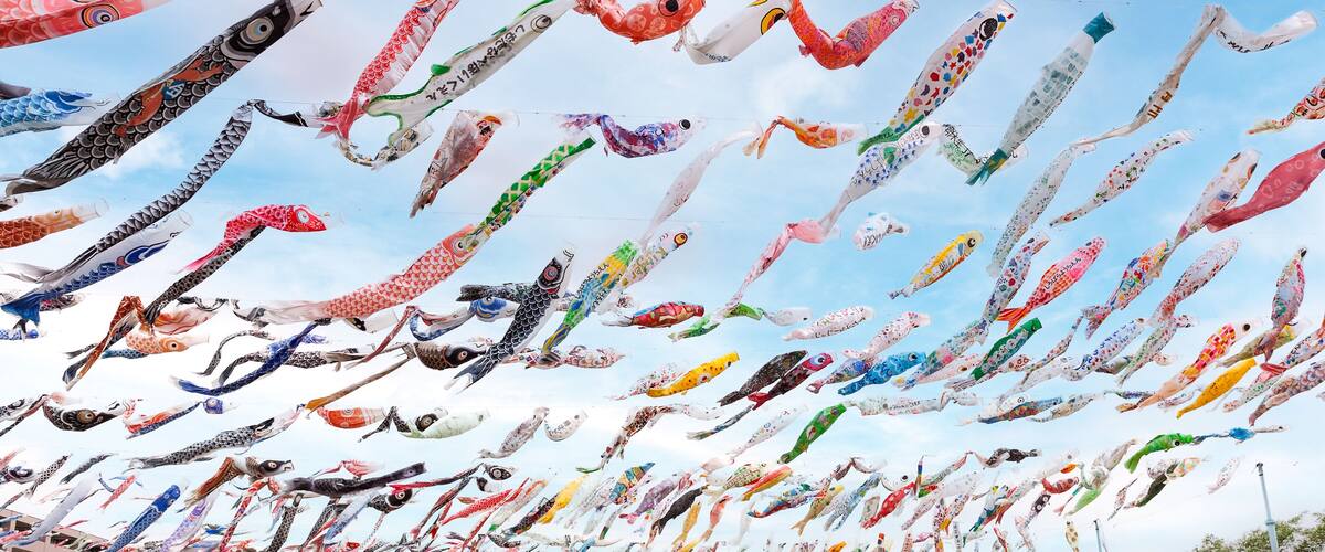 Carp streamers (Koinobori) for Boy's Day festival in Osaka, Japan