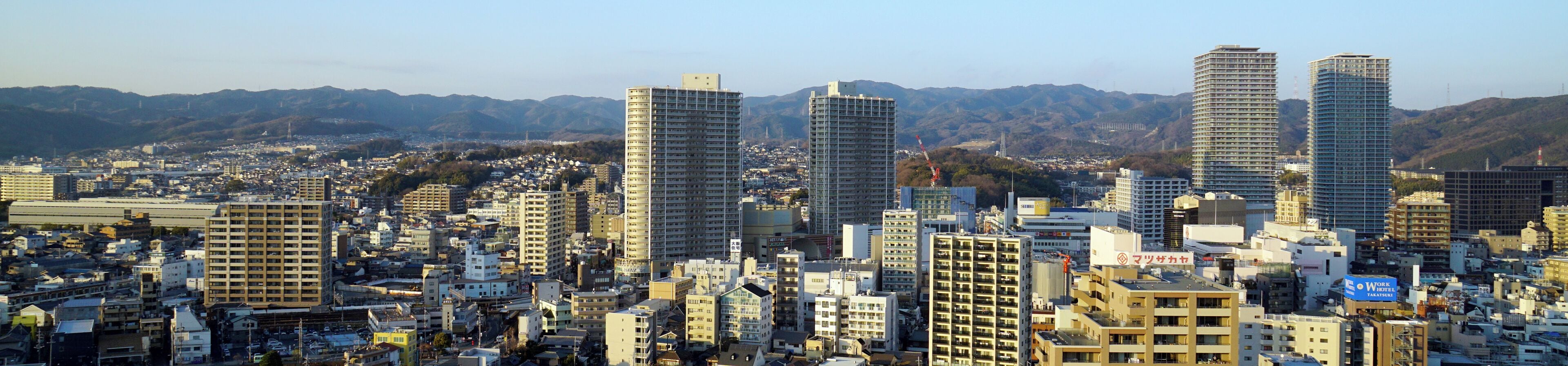 A city view from Takatsuki City Hall in Takatsuki, Osaka prefecture, Japan.