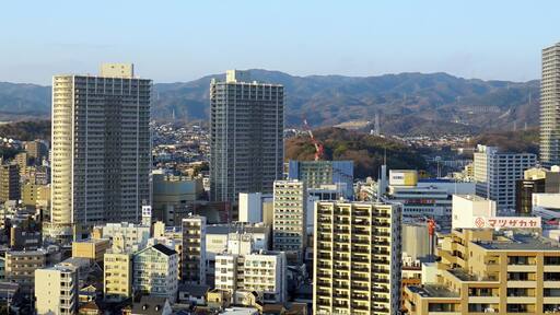 A city view from Takatsuki City Hall in Takatsuki, Osaka prefecture, Japan.
