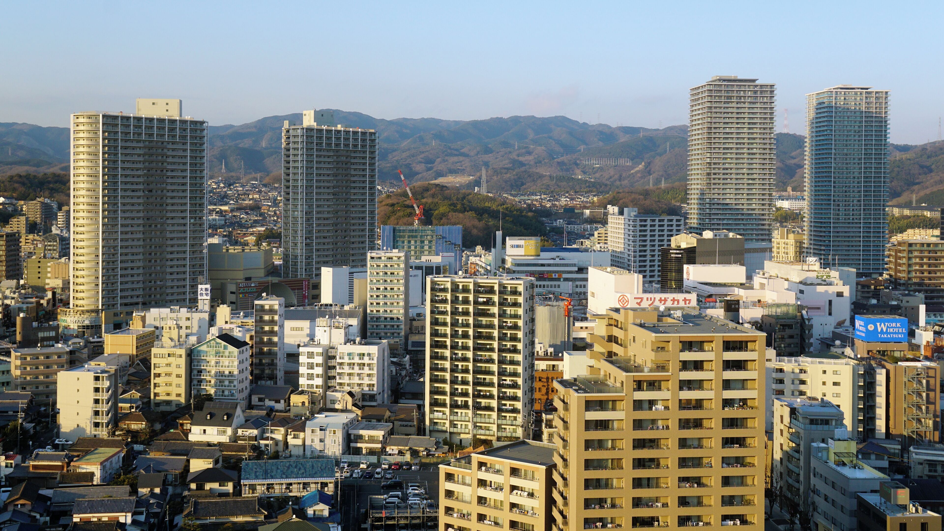 A city view from Takatsuki City Hall in Takatsuki, Osaka prefecture, Japan.