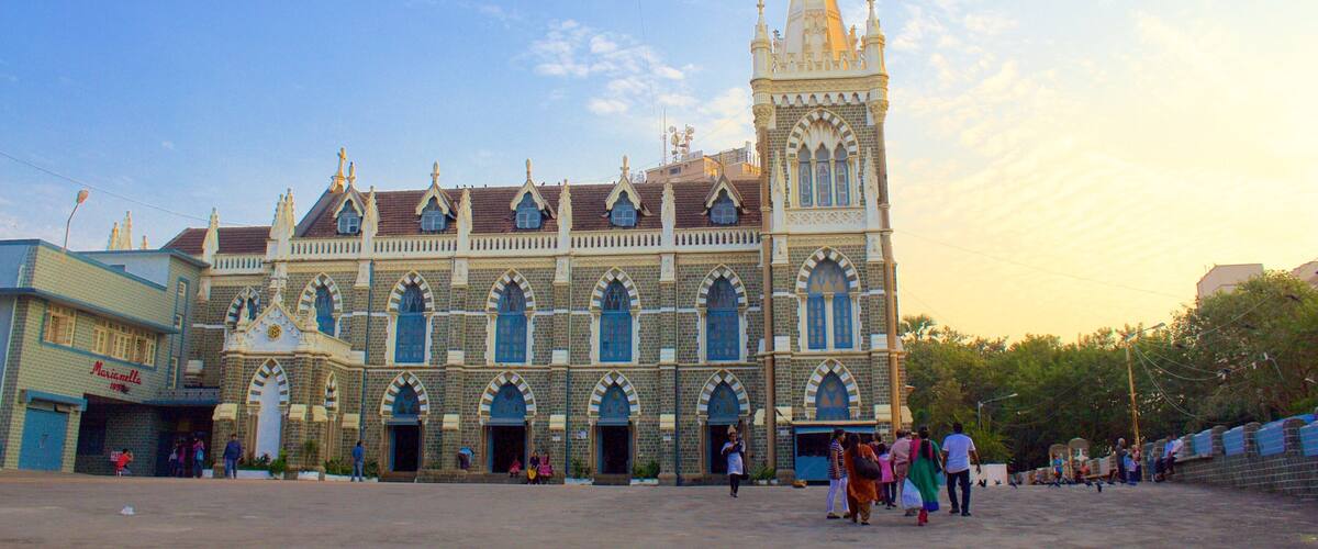 Mt. Mary Church featuring heritage elements, a sunset and a church or cathedral