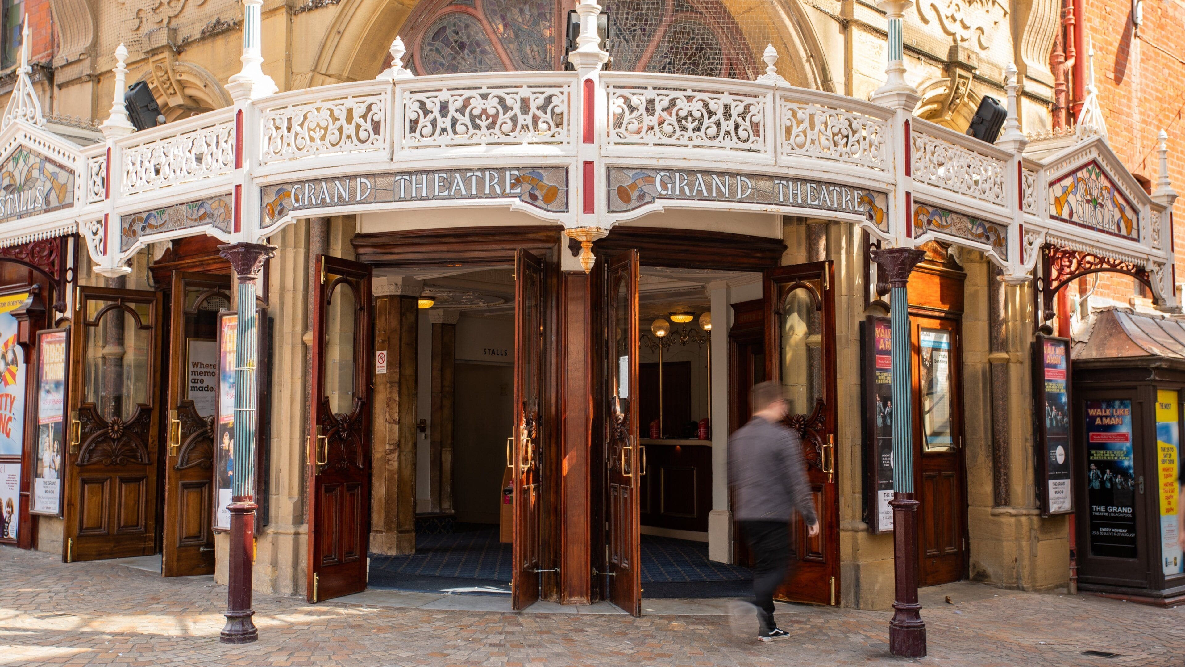 Blackpool Grand Theatre featuring signage and heritage elements
