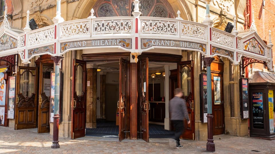 Blackpool Grand Theatre featuring signage and heritage elements