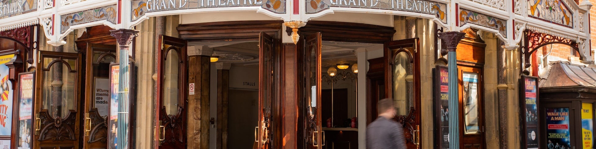 Blackpool Grand Theatre featuring signage and heritage elements