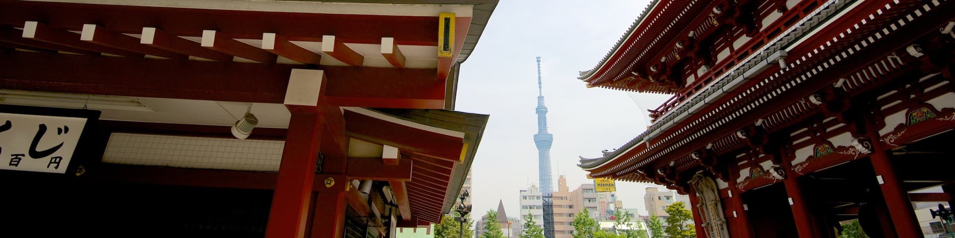 Tokyo Skytree which includes street scenes, a temple or place of worship and a city