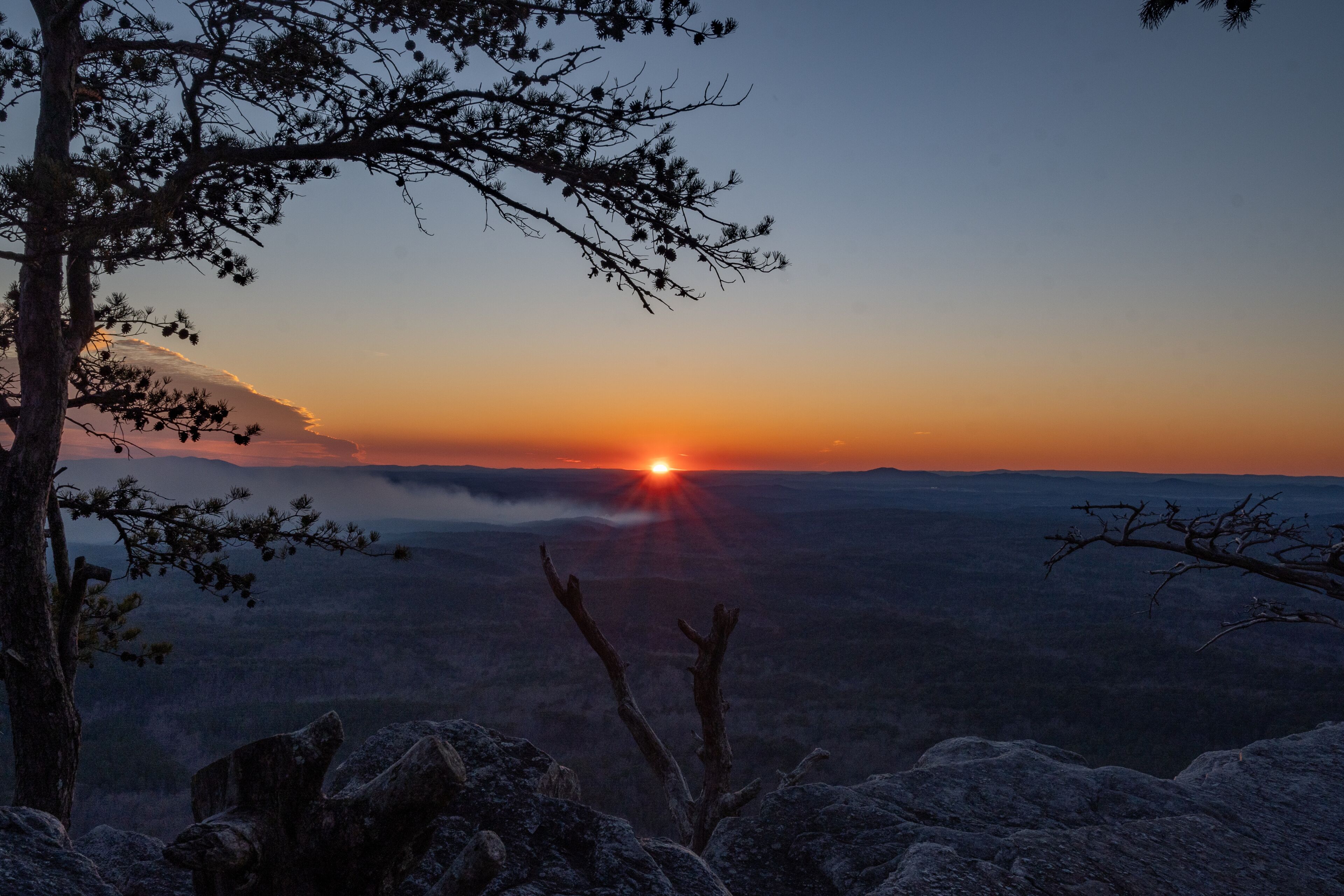 Sunset at Mount Cheaha; pulpit rock