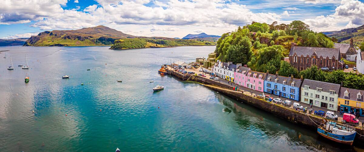 Aerial view of Portree, Isle of Skye, Scotland