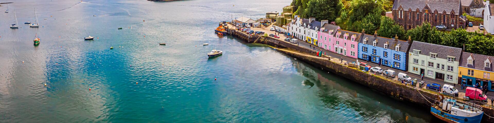 Aerial view of Portree, Isle of Skye, Scotland
