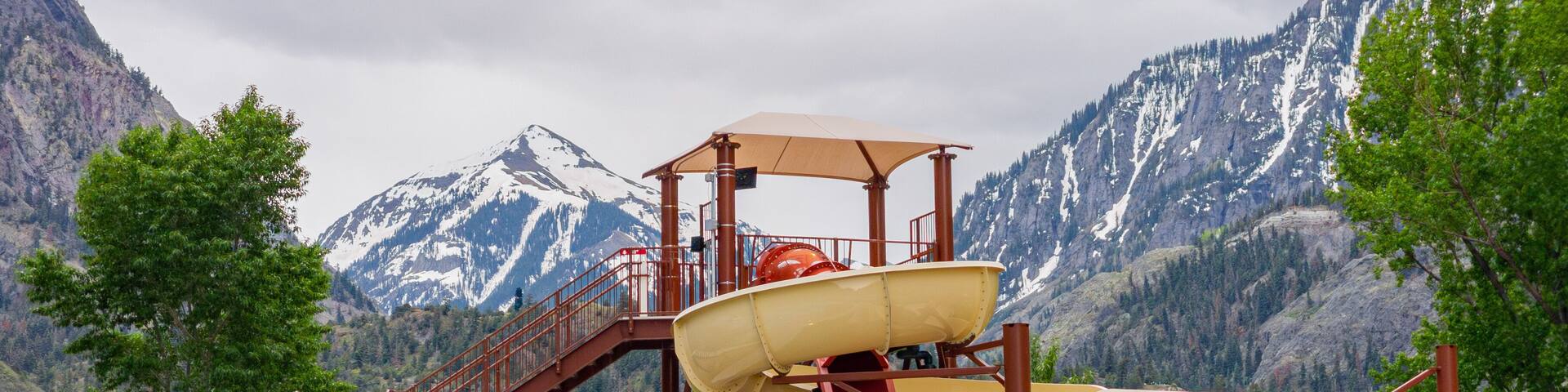 Sunny view of Ouray Hot Springs Pool and Fitness Center of Ouray