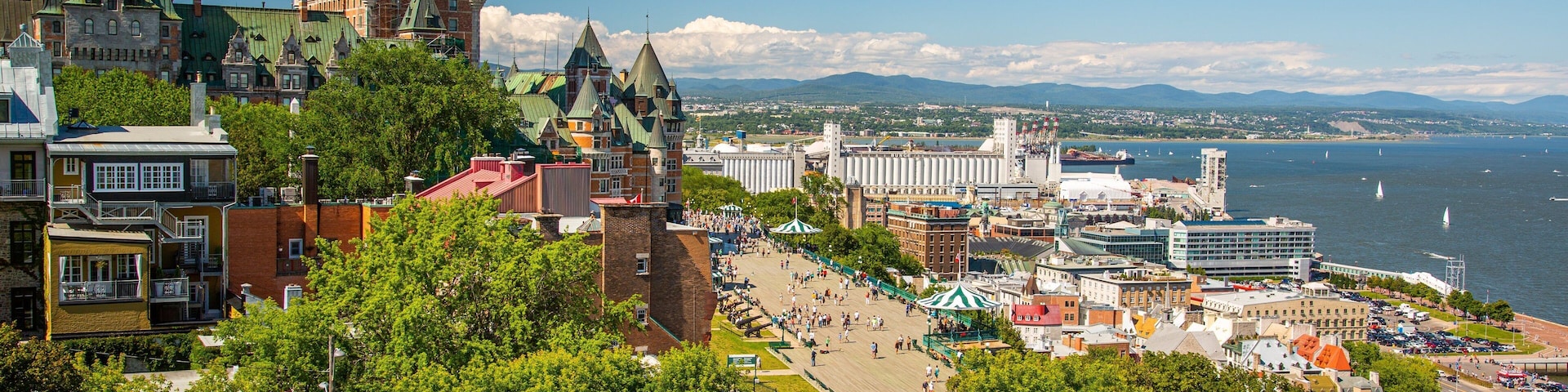 Parks Canada\'s Dufferin Terrace which includes landscape views, heritage elements and a coastal town