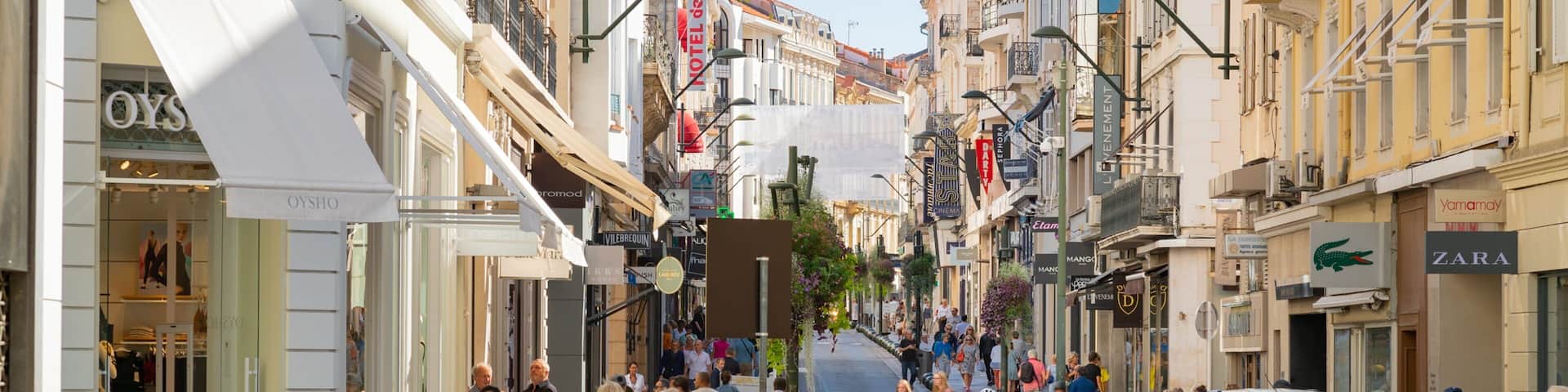 Rue d\'Antibes featuring street scenes and a city as well as a small group of people