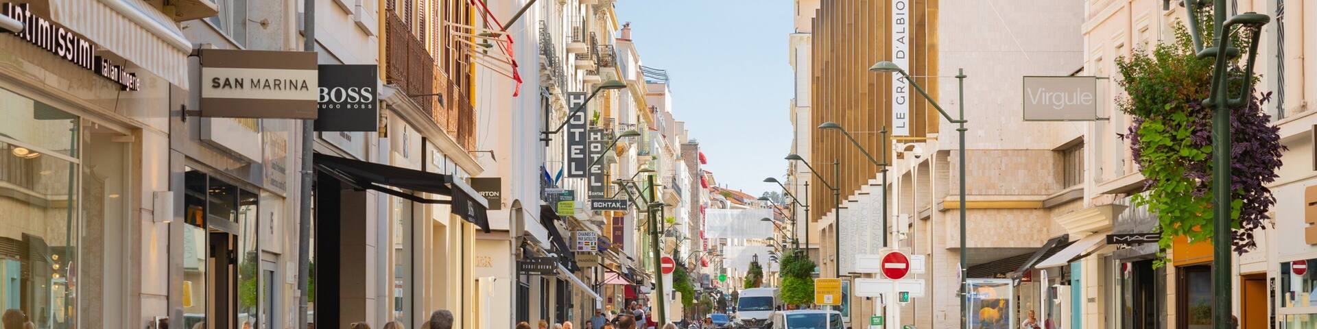 Rue d\'Antibes featuring a city